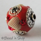 Red Bead Studded with  Metal Accessories & Rhinestones