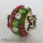 Green Beads Studded with Metal Chain & Rhinestones