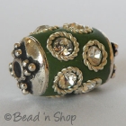 Green Bead Studded with Metal Ring & Rhinestoneses