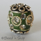 Green Bead Studded with Metal Ring & Rhinestones