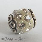 Off White Glitter Bead Studded with White Rhinestones