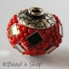 Red Bead Studded with Mirror Chips & Red Grains