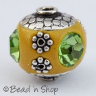 Yellow Beads Studded with Silver Plated Accessories & Rhinestones