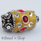 Yellow Beads Studded with White & Red Rhinestones