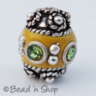 Yellow Bead Studded with Green Rhinestones & Accessories