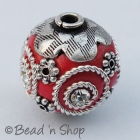 Red Bead Studded with Metal Accessories & Rhinestones