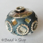 Blue Beads Studded with Mirror & Metal Rings