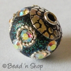 Glitter Beads Studded with Rainbow Rhinestone & Metal Rings