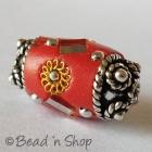 Red Bead Studded with Twisted Metal Rings & Mirror Chips