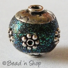  Glitter Bead Studded with Silver Plated Metal Flower