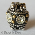 Black Beads Studded with Metal Rings & Rhinestones