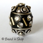 Black Beads Studded with Glass Pipe & Rhinestones