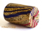 Golden Cylindrical Bead with Multicolor Stripes