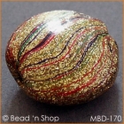 Golden Tablet Bead with Multicolor Stripes