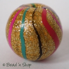 Golden Bead with Multi-color Stripes