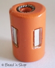 Yellow Cylindrical Bead with Glass Chips