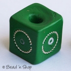 Green Square Bead with Metal Wire