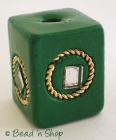 Green Square Bead with Metal Ring & Mirror