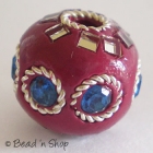 Red Round Bead with Rhinestones & Wire-rings