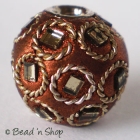 Shinning Brown Bead Studded with Mirrors & Wire-rings