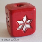 Red Square Bead Studded with Mirrors in Flower Design