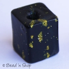 Black Square Bead with Golden Spots