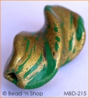 Twisted Golden Bead with Green Spots