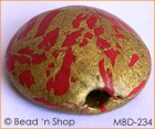 Golden with Red Spots Button Bead