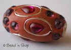 Light-brown Bead Rimmed with Rhinestones & Cabochons