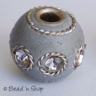 Silver Bead Studded with Wire-bordered White Rhinestones