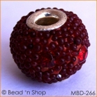 Round Bead with Red Grains & Rhinestones