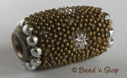 Bead Studded with Dark Golden Grains & Silver Flower