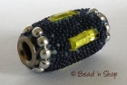 Bead with Dark Blue Grains & Yellow Stone