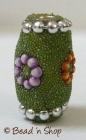 Bead Studded with Green Grains & Multi-color Flowers