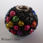 Black Bead Studded with Black & Colorful Grains