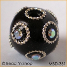 Black Bead Studded with Wire-bordered  Rhinestones