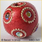 Shinning Red Bead Studded with Wire-bordered Rainbow Rhinestones