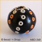 Black Bead Studded with White & Orange Seed Beads