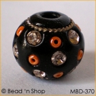 Black Bead Studded with Rhinestones & Seed Beads