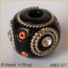 Black Bead Studded With Double Wire-bordered Rhinestones & Seed Beads