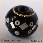 Black Bead Studded with Mirrors & White Seed Beads