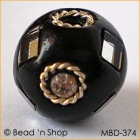 Black Bead Studded with Mirrors & Wire-bordered Rhinestones