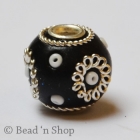 Black Bead Studded with Metal Designed Ring & Seed Beads