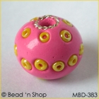 Pink Bead Studded with Yellow Seed Beads