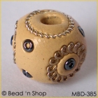 Cream-color Bead Studded with Wire-rings & Seed Beads