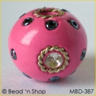 Pink Bead Studded with Wire-bordered Rhinestones & Seed Beads