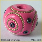 Pink Bead Studded with Double Wire-bordered Seed Beads