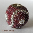 Bead with Red Grains & Silver Accessories