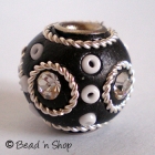 Black Bead Studded with Rhinestone & Seed Beads