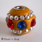 Yellow Bead Studded Colorful Rhinestones